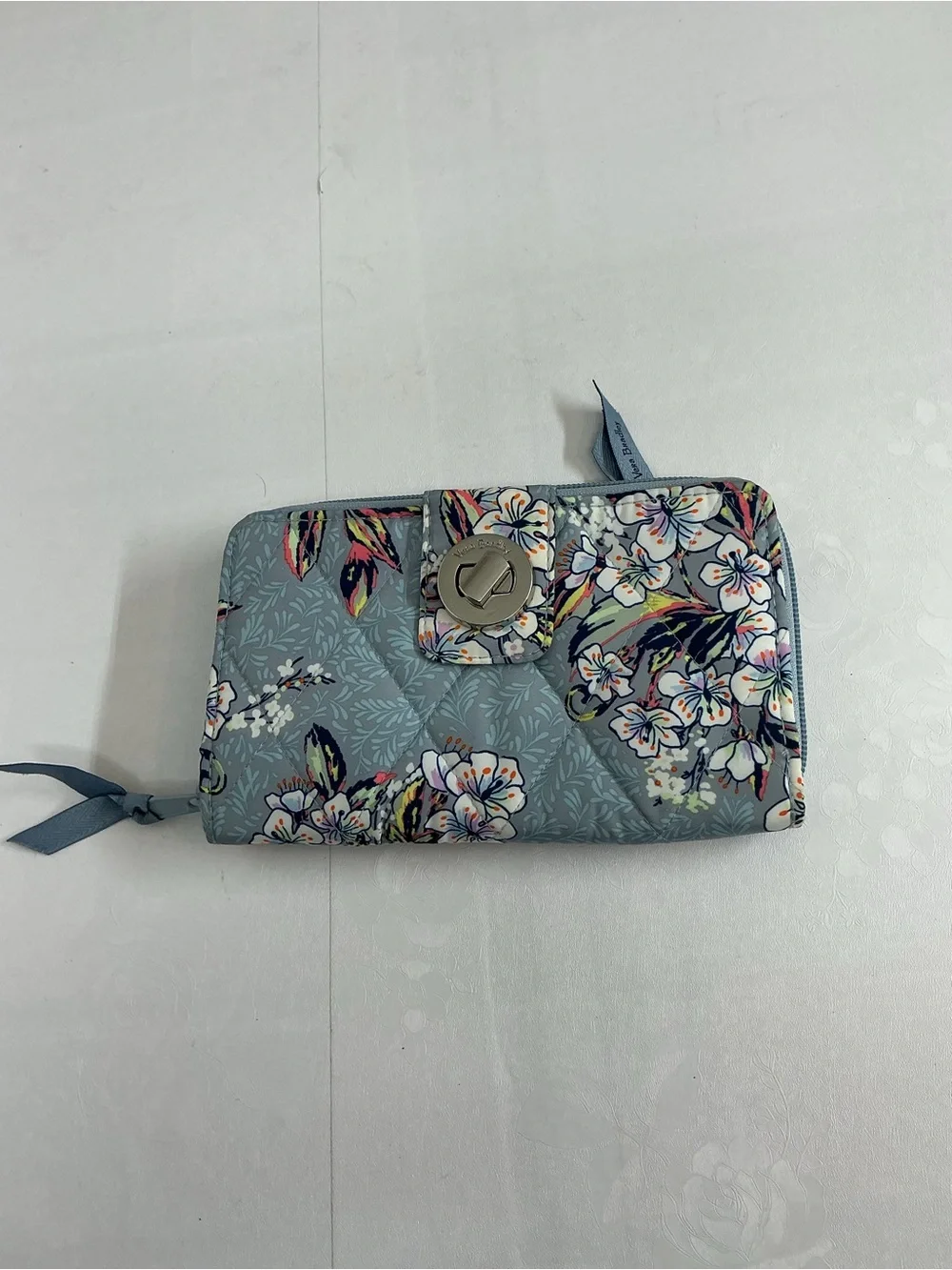 Vera Bradley Blue Floral Quilted Zip Wallet